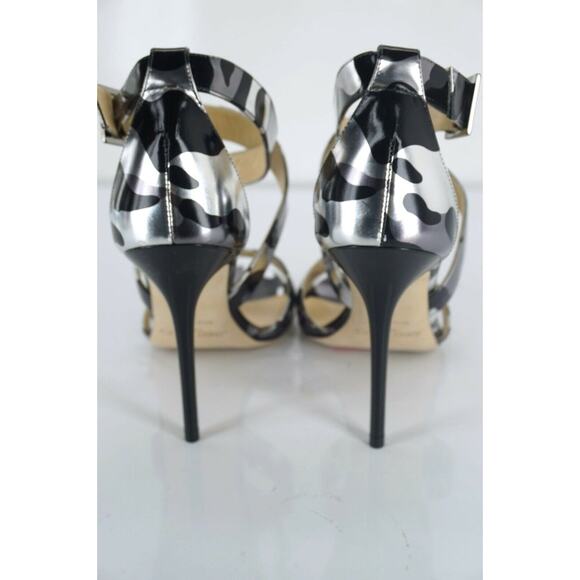 Jimmy Choo Camouflage Metallic Black Lottie Ankle Strap Sandal - Picture 6 of 11